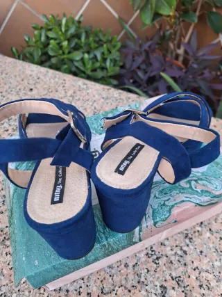 Sandalias Mustang Azul Tacon