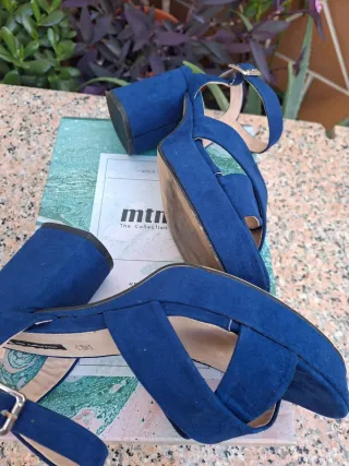 Sandalias Mustang Azul Tacon