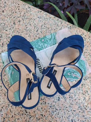 Sandalias Mustang Azul Tacon