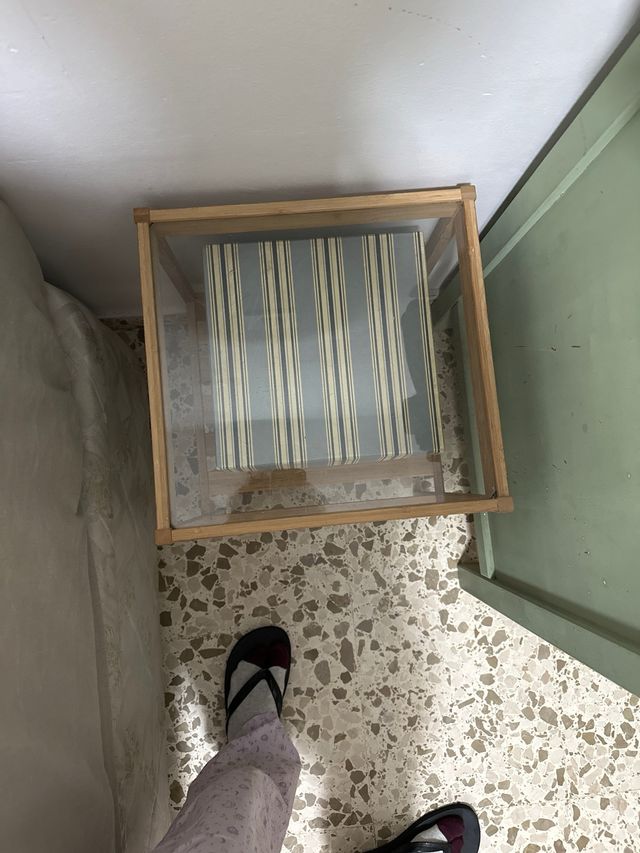 2 Mesitas de Noche Bambú y Cristal