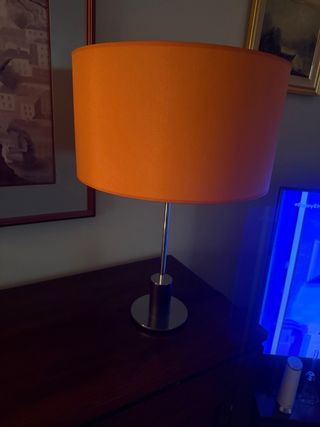 Lámpara Mesa Naranja Tela Metal