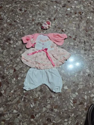 Vestito bambola completo rosa e bianco