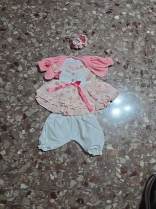 Vestito bambola completo rosa e bianco
