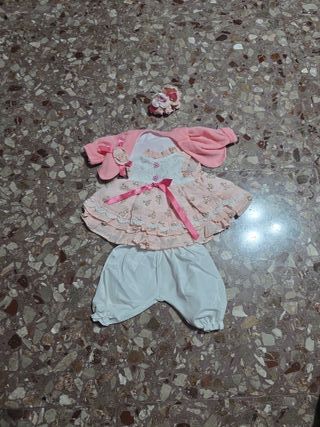 Vestito bambola completo rosa e bianco