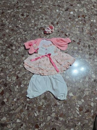 Vestito bambola completo rosa e bianco