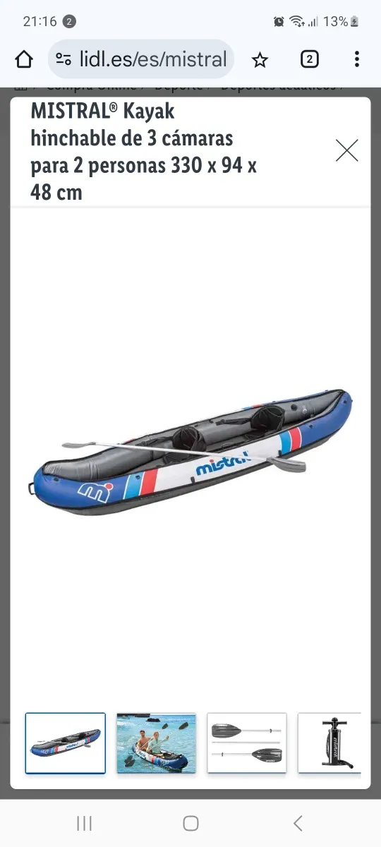 Kayak hinchable MISTRAL 2 personas