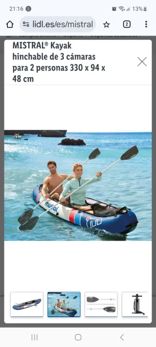 Kayak hinchable MISTRAL 2 personas
