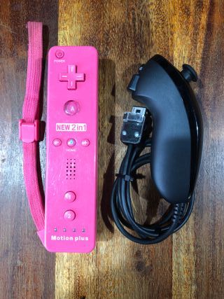 Wiimote rosa generico con motion plus e nunchuk