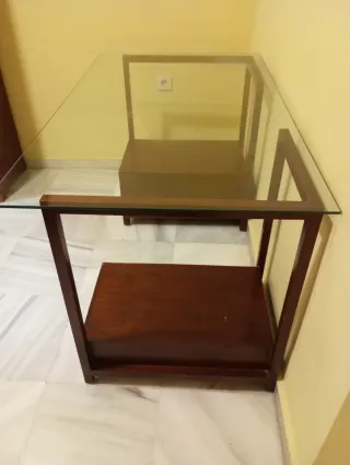 Escritorio madera y cristal