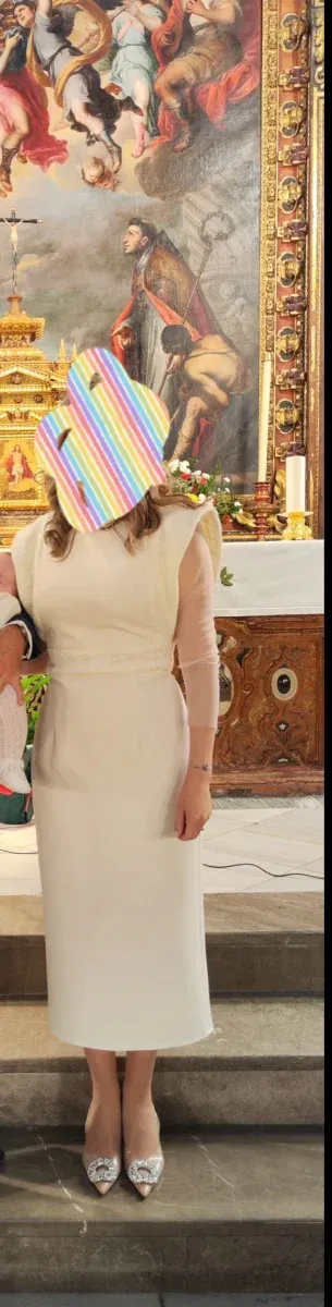 Vestido de bautizo beige/blanco