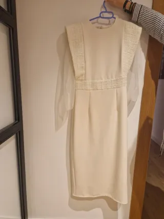 Vestido de bautizo beige/blanco
