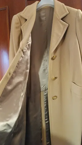 Abrigo largo mujer beige