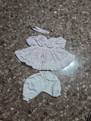 Vestito bambola rosa con mutandine e fascia