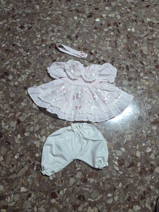 Vestito bambola rosa con mutandine e fascia