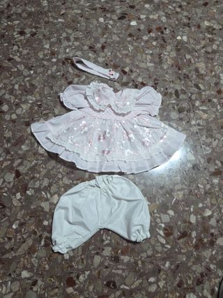 Vestito bambola rosa con mutandine e fascia