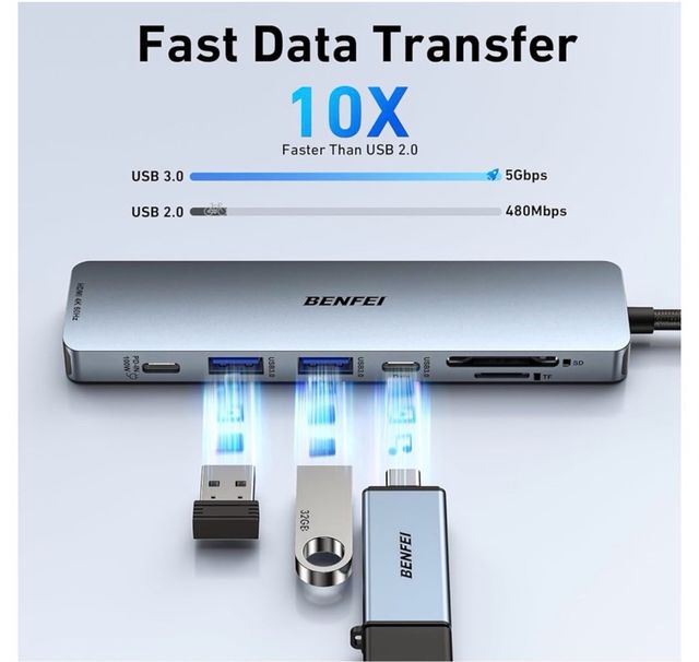 Hub USB-C 7 en 1 HDMI BENFEI Gris