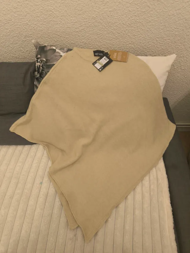 Poncho mujer beige talla única