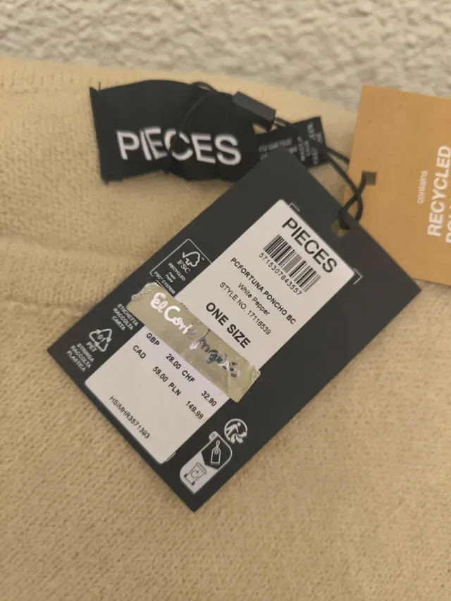 Poncho mujer beige talla única