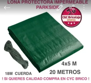 Lona Impermeable Parkside 4x5m + Cuerda