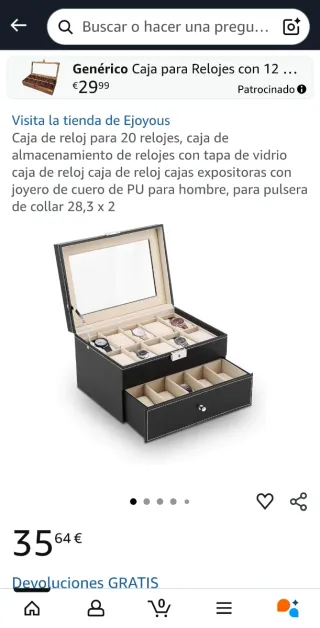 Caja Joyero para 20 Relojes