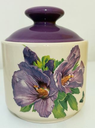Barattolo contenitore ceramica fiori viola