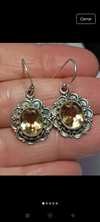 Pendientes Plata Ley Citrino Ovalado