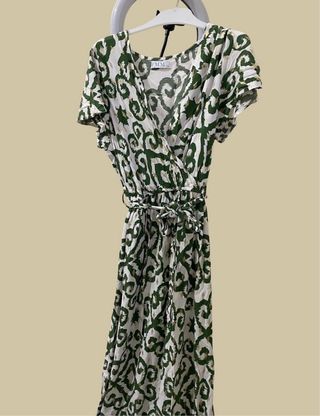 Vestido FMM verde y blanco estampado
