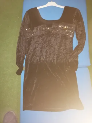 Vestido fiesta terciopelo negro lentejuelas