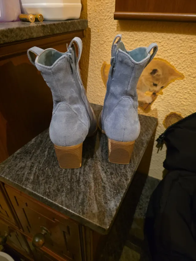 Stivali da cowboy in pelle scamosciata blu