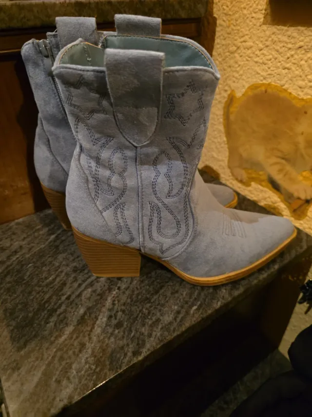 Stivali da cowboy in pelle scamosciata blu