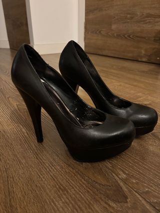 Zapatos Negros Tacón Plataforma Piel Bakers USA