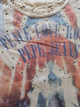 Camiseta con Encaje y Estampado Bohemio Mujer