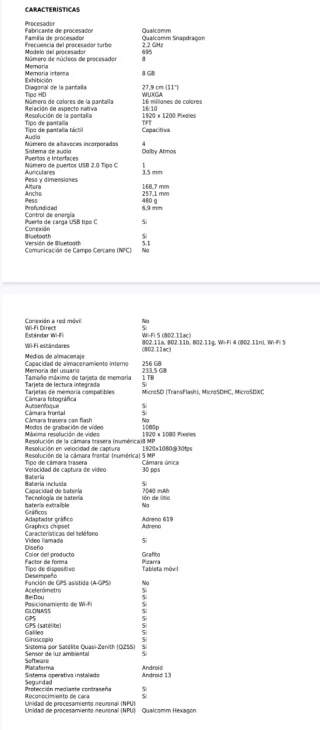 Samsung Tab A9+ 8/256 11 Gris