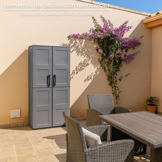 Guarda-roupa de resina 68x37x169 cm cinza escuro