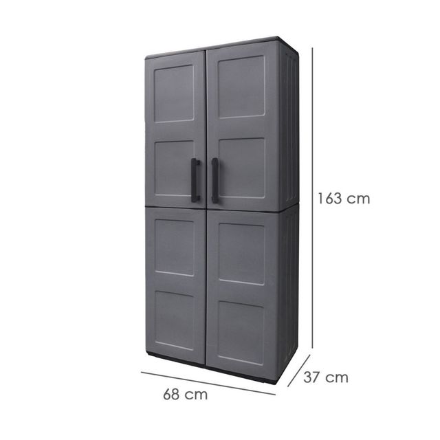 Guarda-roupa de resina 68x37x169 cm cinza escuro