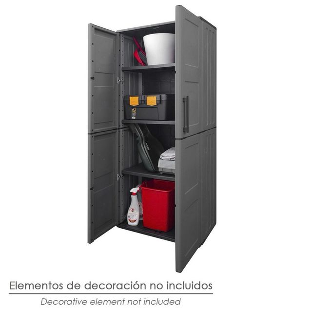 Guarda-roupa de resina 68x37x169 cm cinza escuro