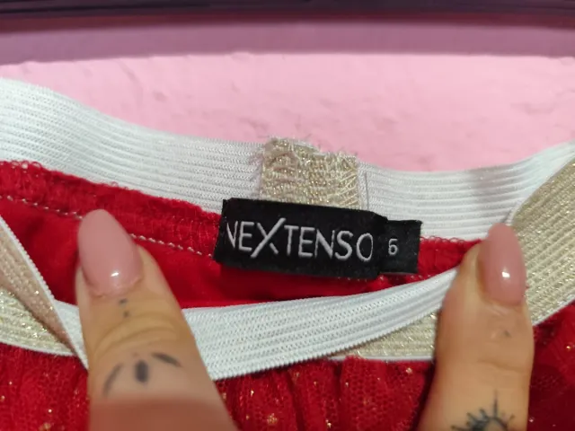 Falda niña tul roja con brillos talla 6