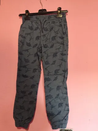 Pantalón niño dinosaurios gris