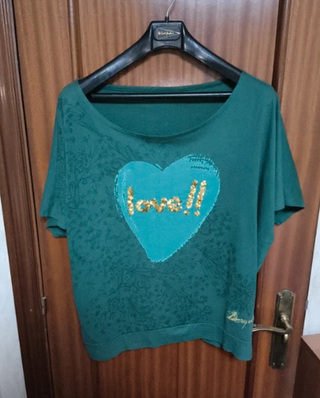 Camiseta Desigual Corazón Brillante Talla L