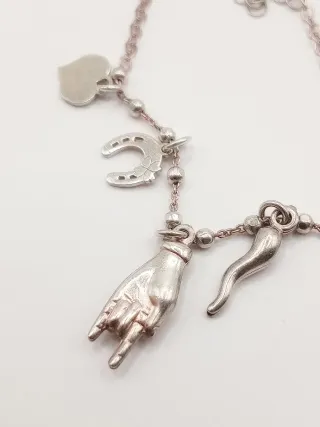 Braccialetto donna argento ciondoli portafortuna