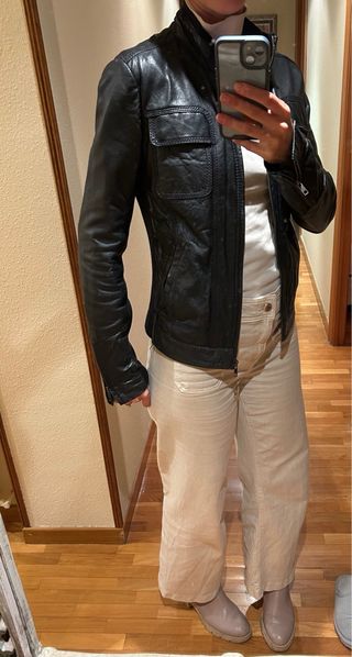 Cazadora Piel Mango Talla S