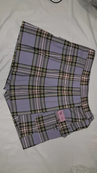 Falda pantalón cuadros Bershka morada