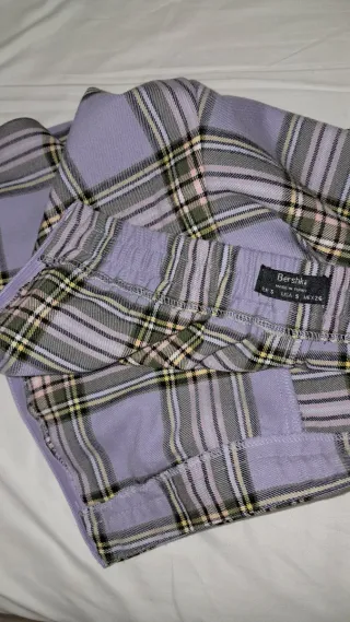 Falda pantalón cuadros Bershka morada