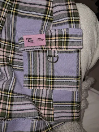 Falda pantalón cuadros Bershka morada