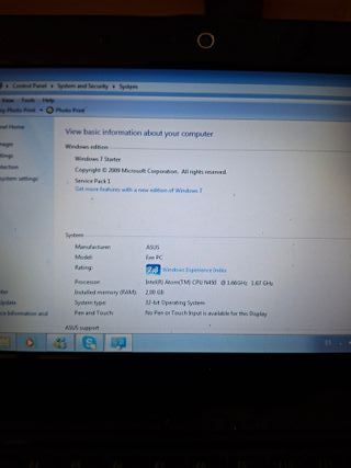 Mini portátil Asus Eee PC Negro