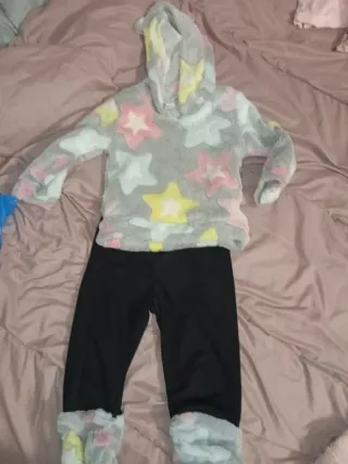 Pijama niña estrellas gris y rosa