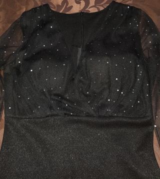 Vestido fiesta mujer negro brillos