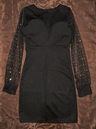 Vestido fiesta mujer negro brillos