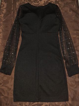 Vestido fiesta mujer negro brillos