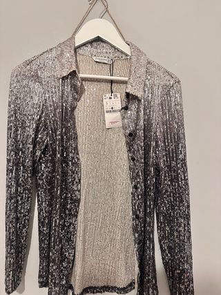 Camisa Zara lentejuelas S